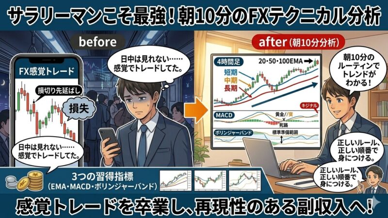 【サラリーマンにテクニカル分析が最適】朝10分で完結するFX分析の教科書