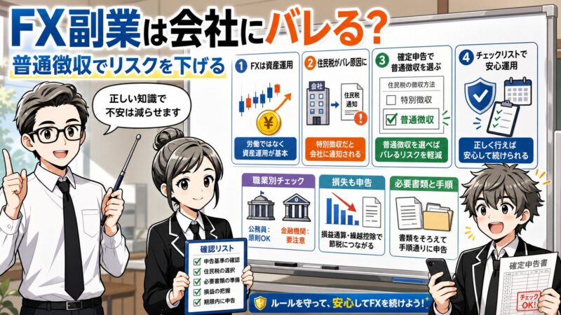 【FX副業を続ける方法】住民税と確定申告で会社バレを防ぐ完全対策を徹底解説 